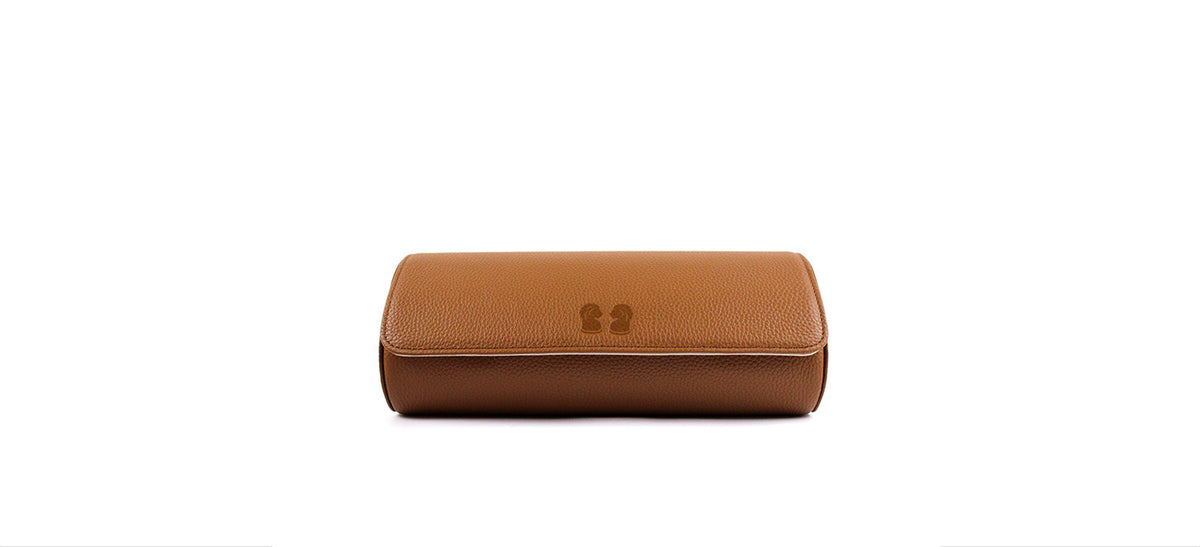 Brown watch roll for 3 watches | Genuine leather